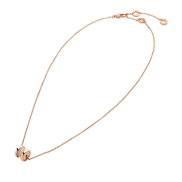 Dây Chuyền Nữ Jewery Luxury B.ZERO1 Rose Gold 18K Circle Pendant Necklace With Pavé Diamonds And Chain Màu Vàng Hồng - Trang sức - Vua Hàng Hiệu