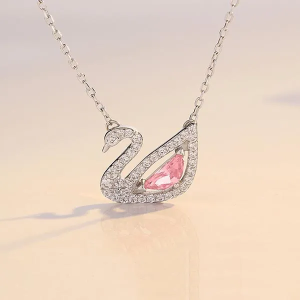 Dây Chuyền Nữ Lili Jewelry Đính Đá CZ Hình Chú Thiên Nga Swan LILI_197559 Màu Bạc