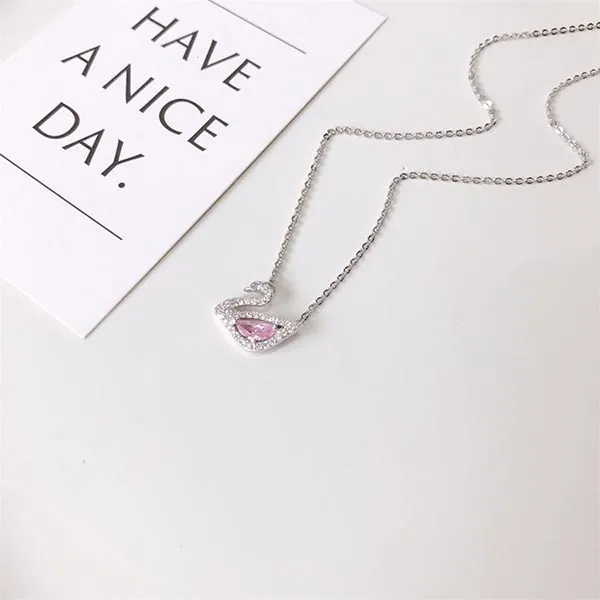 Dây Chuyền Nữ Lili Jewelry Đính Đá CZ Hình Chú Thiên Nga Swan LILI_197559 Màu Bạc