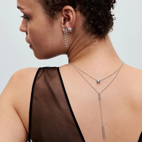 Dây Chuyền Nữ Pandora Sparkling Round Halo Pendant Collier Necklace 391174C01 Màu Bạc