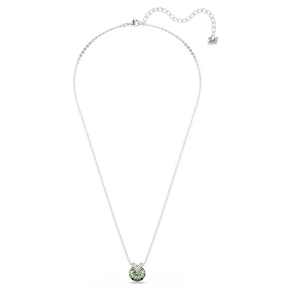 Dây Chuyền Nữ Swarovski Bella V Pendant Round Cut, Green, Rhodium Plated 5724285 Màu Bạc/Xanh Lá