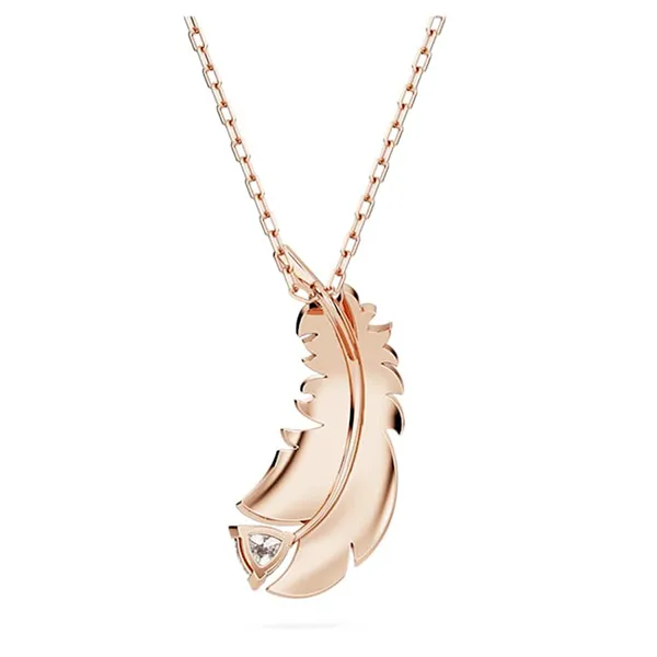 Dây Chuyền Nữ Swarovski Idyllia Pendantfeather, White, Rose Gold-Tone Plated 5663483 Màu Vàng Hồng Thanh Lịch