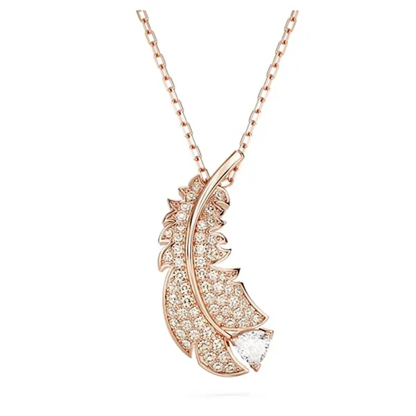 Dây Chuyền Nữ Swarovski Idyllia Pendantfeather, White, Rose Gold-Tone Plated 5663483 Màu Vàng Hồng Thanh Lịch