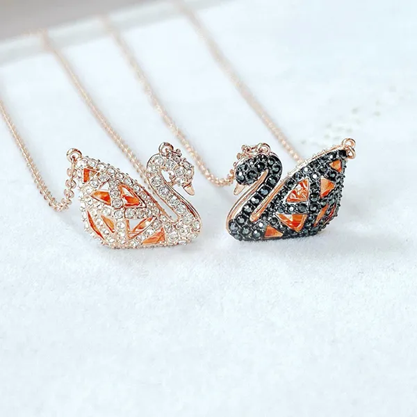 Dây Chuyền Swarovski Facet Swan Necklace, Black, Mixed Metal Finish 5281275