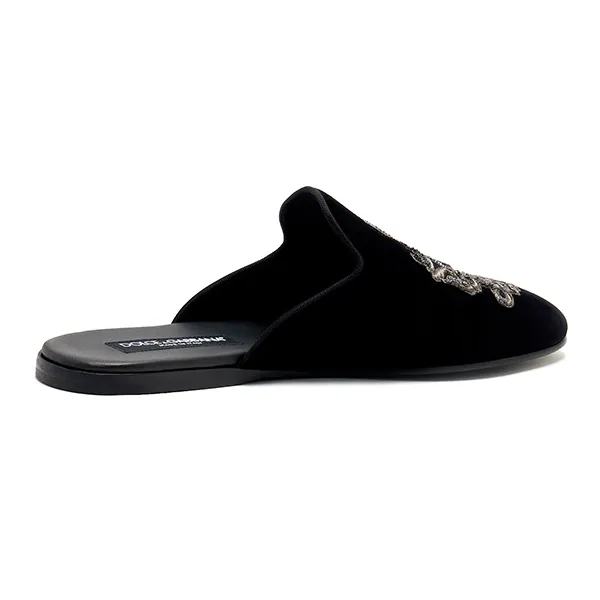 Dép Sục Nam Dolce & Gabbana D&G Embroidered Velvet Slippers A80310 Màu Đen Size 7