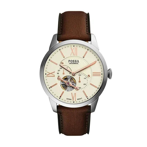 Đồng Hồ Nam Fossil Townsman Automatic Leather Strap ME3266 Màu Nâu Phối Bạc