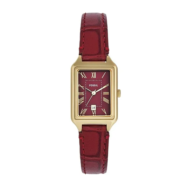 Đồng Hồ Nữ Fossil Raquel Leather Straps ES5383 Màu Đỏ Phối Vàng