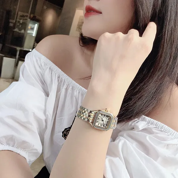 Đồng Hồ Nữ GV2 By Gevril Milan Diamond Swiss Quartz Watch 12103B Màu Bạc Phối Vàng