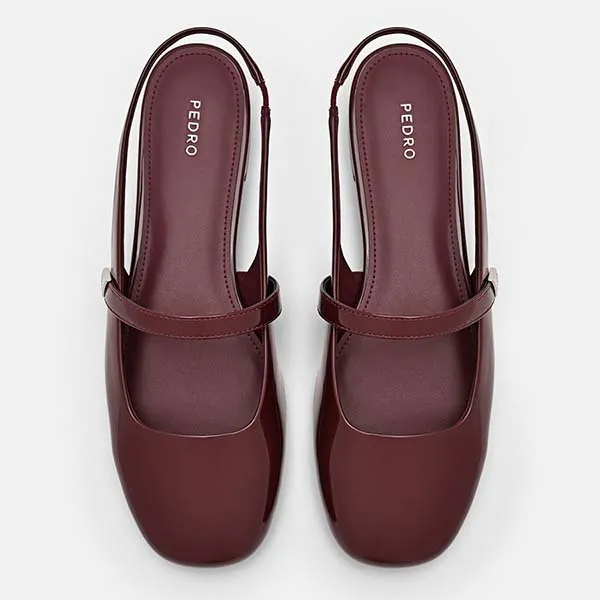 Giày Bệt Nữ Pedro Tria Slingback Mules PW1-66760025 Wine Màu Đỏ Size 36