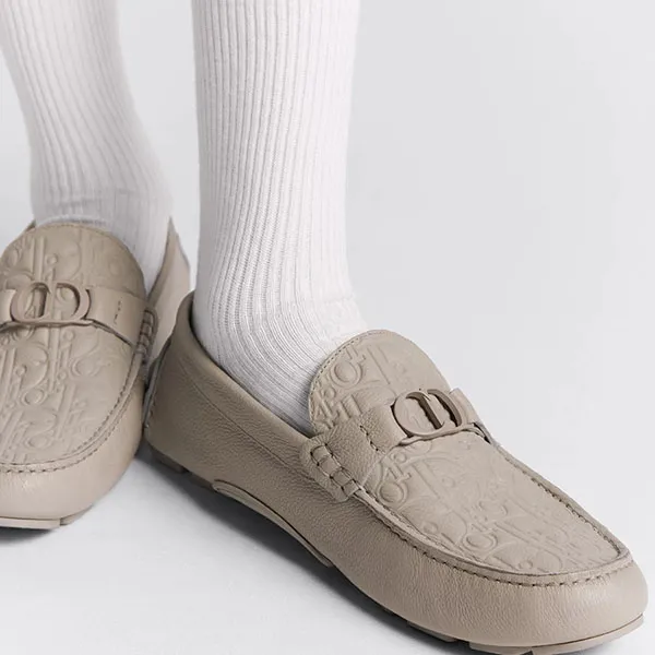 Giày Lười Nam Dior In Beige Leather - 3LO114ZAY 120 Màu Be Size 40