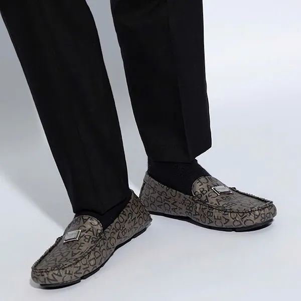 Giày Lười Nam Dolce & Gabbana D&G Printed Jacquard Loafers Shoes A50597 Màu Xám Size 41 - Giày - Vua Hàng Hiệu