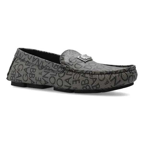 Giày Lười Nam Dolce & Gabbana D&G Printed Jacquard Loafers Shoes A50597 Màu Xám Size 41 - Giày - Vua Hàng Hiệu