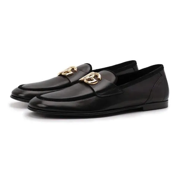 Giày Lười Nam Dolce & Gabbana D&G Leather Loafers Shoes A50462 AQ993 80999 Màu Đen Size 6