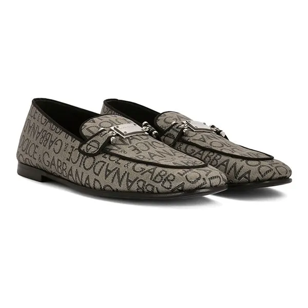 Giày Lười Nam Dolce & Gabbana D&G Logo Tag Jacquard Loafers Shoes A50516 AJ699 Màu Xám Đen Size 6 - Giày - Vua Hàng Hiệu