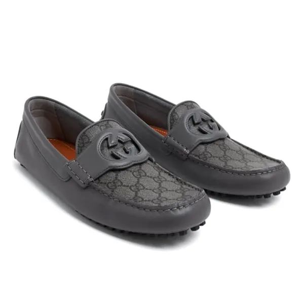 Giày Lười Nam Gucci Grey Moccasins With Logo 730148 AABYO-1349 Màu Xám Đậm Size 6