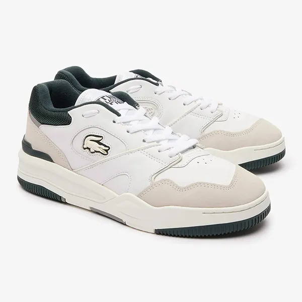 Giày Thể Thao Nam Lacoste Men's Lineshot Leather Sneakers 46SMA0088 1R5 Màu Trắng - Xanh Size 39.5