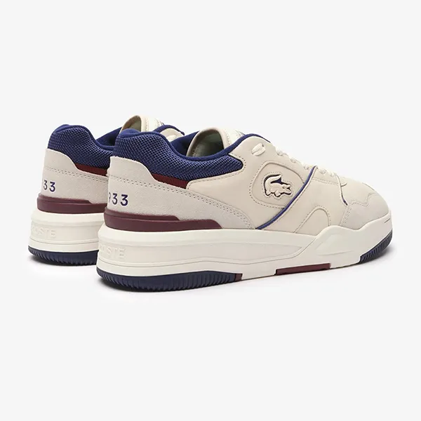 Giày Thể Thao Lacoste Men's Lineshot Leather Sneakers 46SMA0088 WN1 Màu Trắng - Đỏ Size 43
