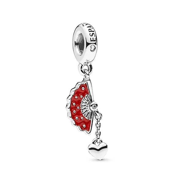 Hạt Vòng Charm Nữ Pandora Spanish Fan Sterling Silver Pendant 797879EN09 Màu Bạc Đỏ C_ED - Trang sức - Vua Hàng Hiệu