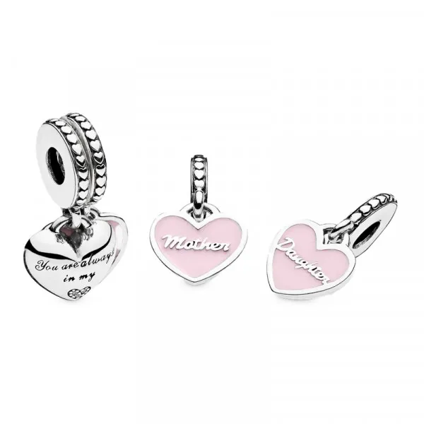 Hạt Vòng Charm Pandora Mother & Daughter Hearts Dangle Charm 792072EN40 Màu Hồng - Trang sức - Vua Hàng Hiệu