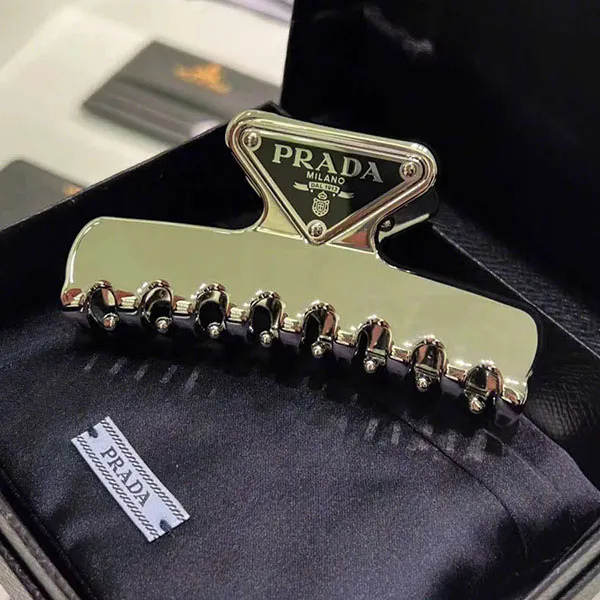 Kẹp Tóc Nữ Prada Barrette Màu Xanh Bạc
