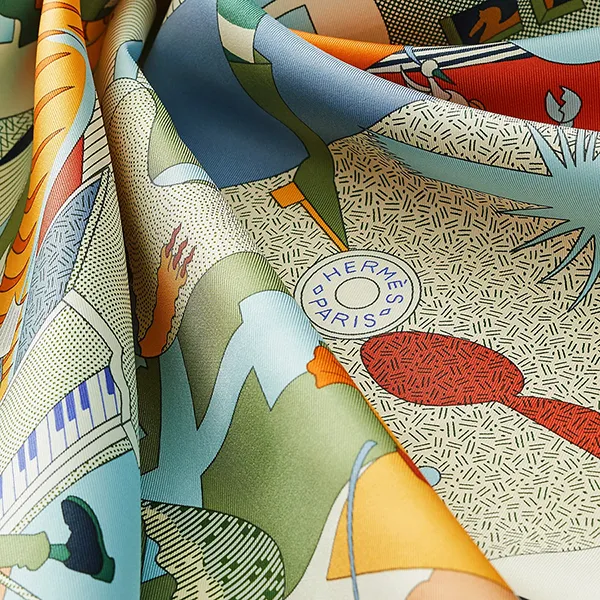 Khăn Choàng Lụa Nữ Hermès Ca Decoiffe! Scarf 90 Marine / Crème / Vert Amande Màu Kem Xanh - Thời trang - Vua Hàng Hiệu