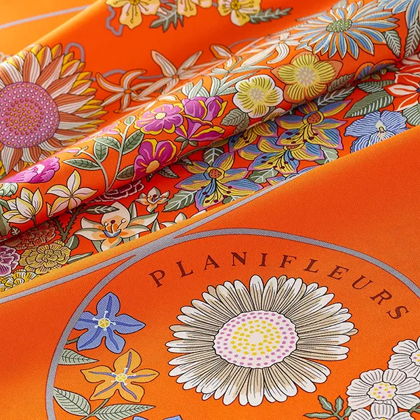 Khăn Choàng Lụa Nữ Hermès Planifleurs Scarf 90 Orange / Vert / Fuchsia Màu Cam - Thời trang - Vua Hàng Hiệu