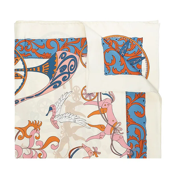 Khăn Lụa Nữ Salvatore Ferragamo Print Silk Scarf Màu Kem Họa Tiết - Thời trang - Vua Hàng Hiệu