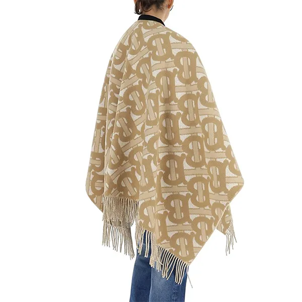 Khăn Choàng Nữ Burberry Monogram Merino Wool Cashmere Jacquard In Beige Màu Be Hoạ Tiết - Thời trang - Vua Hàng Hiệu