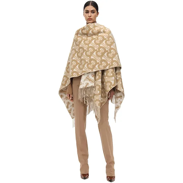 Khăn Choàng Nữ Burberry Monogram Merino Wool Cashmere Jacquard In Beige Màu Be Hoạ Tiết - Thời trang - Vua Hàng Hiệu