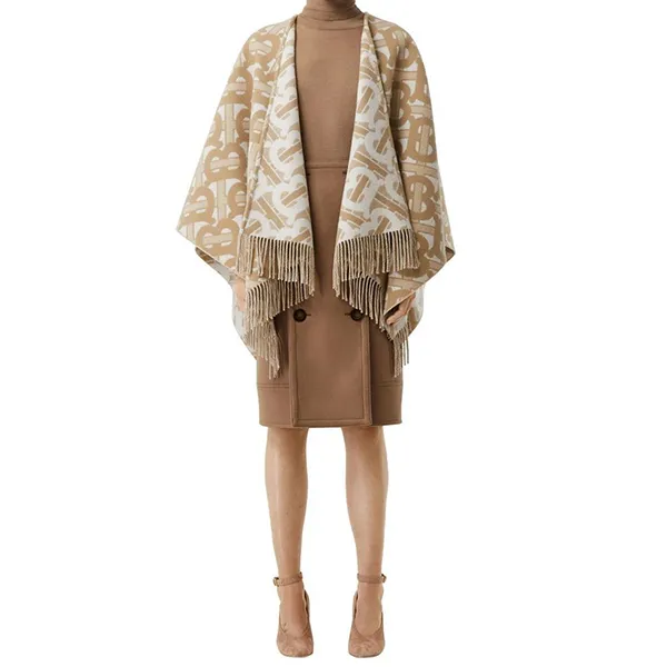 Khăn Choàng Nữ Burberry Monogram Merino Wool Cashmere Jacquard In Beige Màu Be Hoạ Tiết - Thời trang - Vua Hàng Hiệu