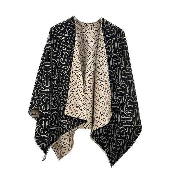 Khăn Choàng Nữ Burberry Reversible Icon Tb Wool Poncho Cape Beige/Black 8084864 Màu Đen/Be - Thời trang - Vua Hàng Hiệu