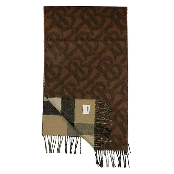 Khăn Quàng Cổ Burberry 2 Mặt Reversible Check And TB Monogram Scarf 8022409 Màu Nâu - Thời trang - Vua Hàng Hiệu