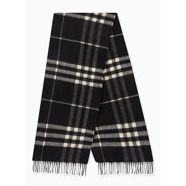 Khăn Quàng Cổ Burberry Check Scarf In Cashmere Màu Đen