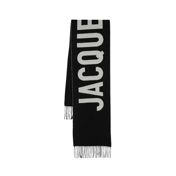Khăn Quàng Cổ Jacquemus L'echarpe Fringe Logo In Black - 22H226AC435 5007 990 Màu Đen