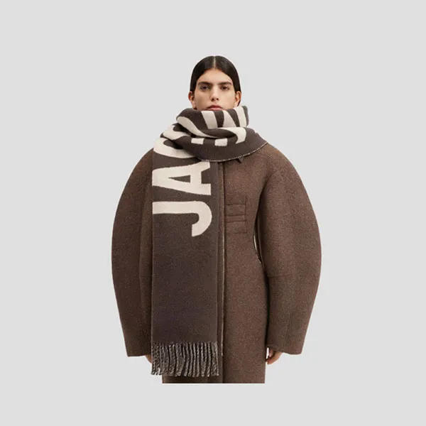 Khăn Quàng Cổ Jacquemus L'echarpe Fringe Logo In Brown - 226AC435-5007 Màu Nâu