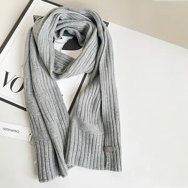 Khăn Quàng Cổ Nữ Calvin Klein CK Plaited Logo Scarf Grey Màu Xám - Thời trang - Vua Hàng Hiệu