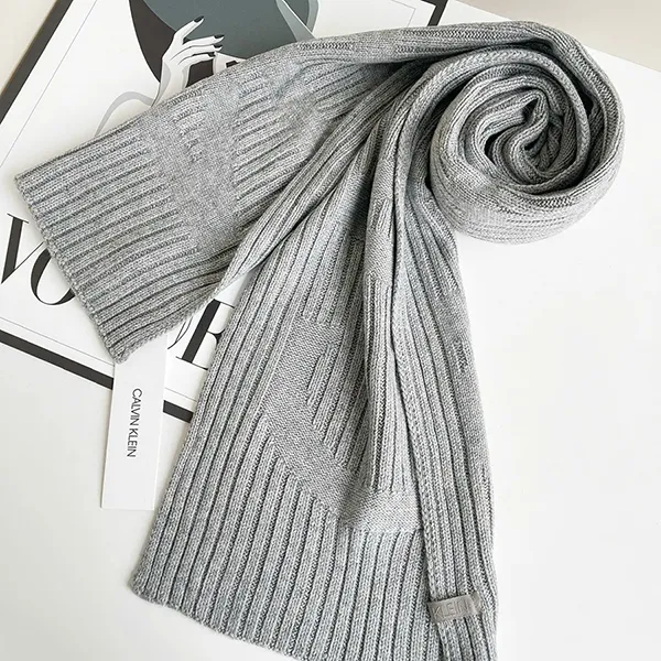 Khăn Quàng Cổ Nữ Calvin Klein CK Plaited Logo Scarf Grey Màu Xám - Thời trang - Vua Hàng Hiệu