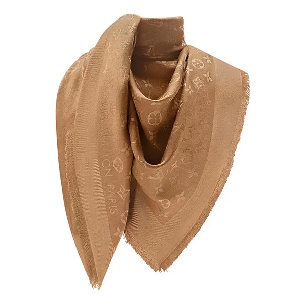 Khăn Quàng Cổ Nữ Louis Vuitton LV Monogram Classic Shawl M77630 Màu Nâu Caramel