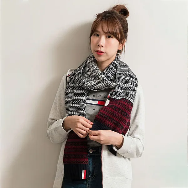 Khăn Quàng Cổ Tommy Hilfiger Cotton Scarf Phối Màu