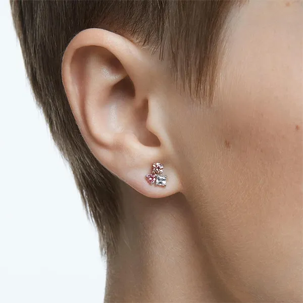 Khuyên Tai Nữ Swarovski Attract Pierced Earrings 5570994 Màu Hồng Phối Bạc