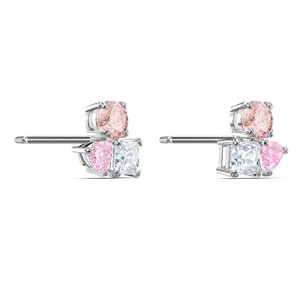 Khuyên Tai Nữ Swarovski Attract Pierced Earrings 5570994 Màu Hồng Phối Bạc