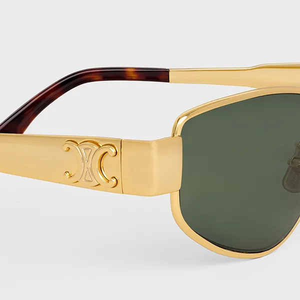 Kính Mát Celine Triomphe Metal 04 Sunglasses In Metal 4S293CMLB.35SG Màu Xanh - Vàng - Kính mắt - Vua Hàng Hiệu
