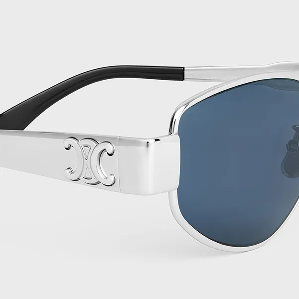 Kính Mát Celine Triomphe Metal 04 Sunglasses In Metal 4S293CMLB.36SU Màu Xanh Bạc