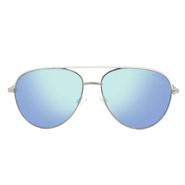 Kính Mát Nữ Guess Blue Mirror Pilot Ladies Sunglasses GF0287 06X 57 Màu Bạc Xanh