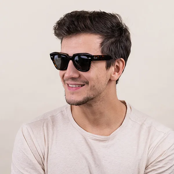 Kính Mát Rayban State Street Sunglasses RB2186 1292B1 49 Màu Xám/Havana - Kính mắt - Vua Hàng Hiệu
