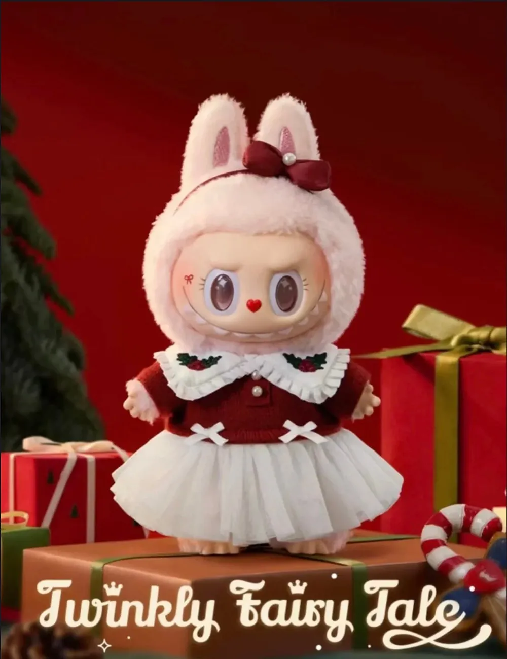Móc Khoá Pop Mart Mokoko Twinkly Fairy Tale Vinyl Plush Doll Christmas Màu Trắng Phối Đỏ