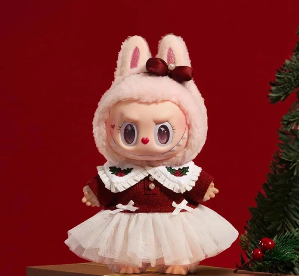 Móc Khoá Pop Mart Mokoko Twinkly Fairy Tale Vinyl Plush Doll Christmas Màu Trắng Phối Đỏ