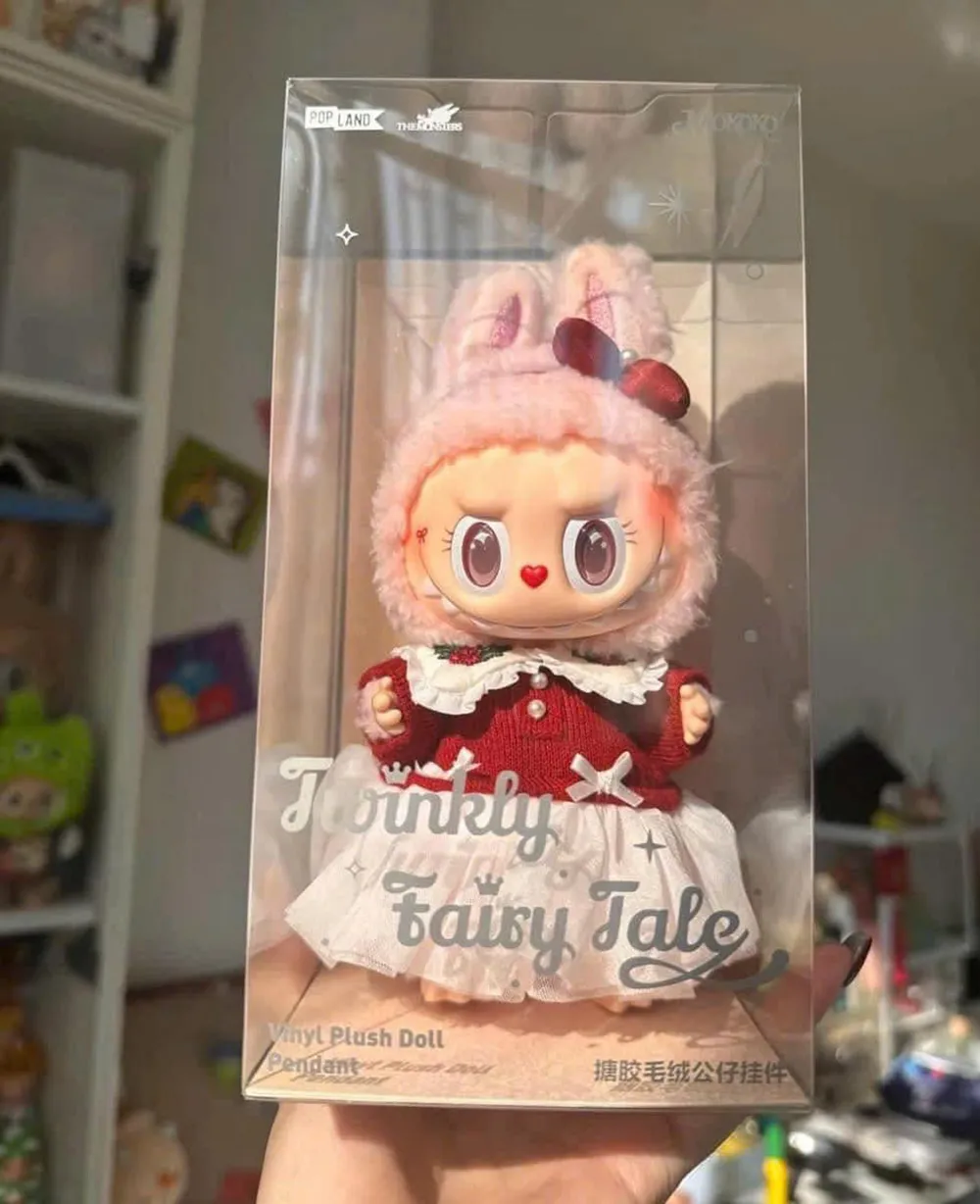 Móc Khoá Pop Mart Mokoko Twinkly Fairy Tale Vinyl Plush Doll Christmas Màu Trắng Phối Đỏ