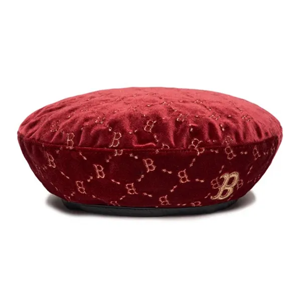 Mũ Nồi Nữ MLB Diamond Monogram Velvet Beret Boston Red Sox 3ACBVG016-43WIS Màu Đỏ Thẫm