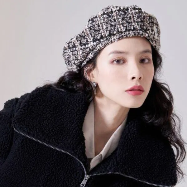 Mũ Nồi MLB Jenny Tweed Beret New York Yankees 3ACBB9616-50BGL Màu Đen Be - Mũ nón - Vua Hàng Hiệu